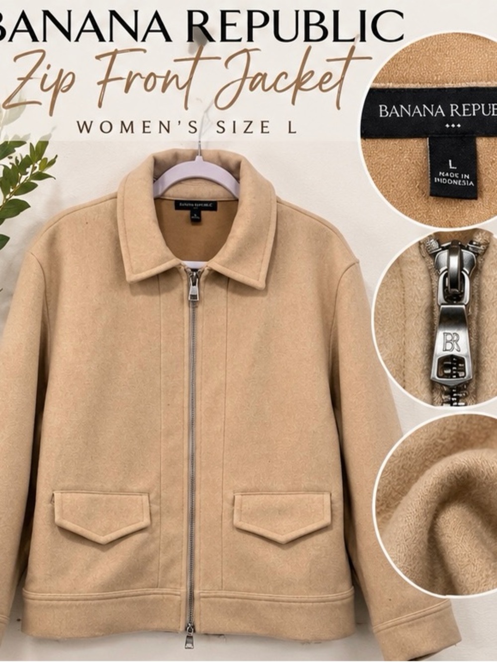 Banana Republic Women's Zip-Front Bomber Jacket in Camel/Tan